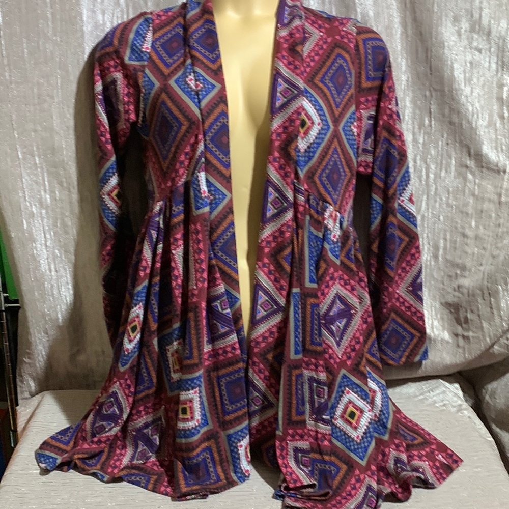 Pretty Little Thing Open Cardigan/Sweater XL Stretchy Long Sleeve Pleated